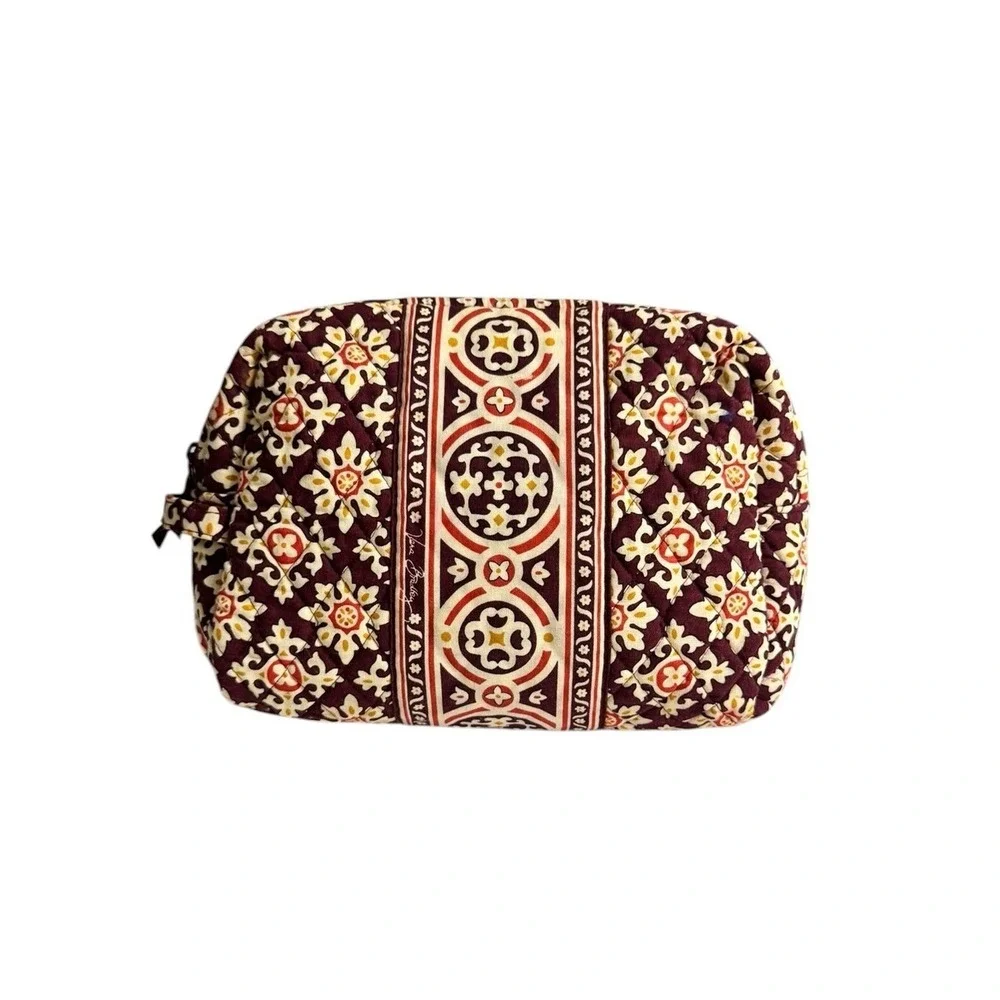 Vera Bradley Medallion  Large Cosmetic Travel Zippered Makeup Case
